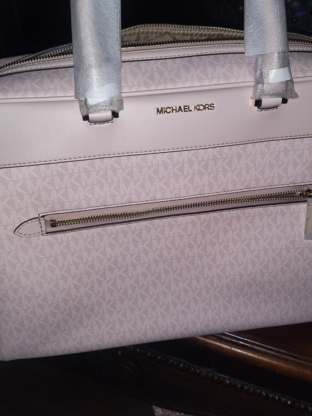 Michael Kors Blush Pink Signature Satchel with Gold Hardware
